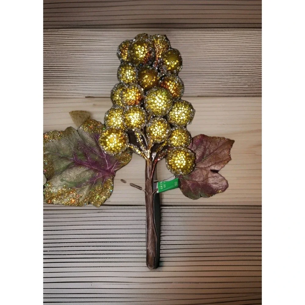 2 Sugared Beaded Faux FRUIT Grapes Decorating Tree Wreath Holiday Fall Display‎